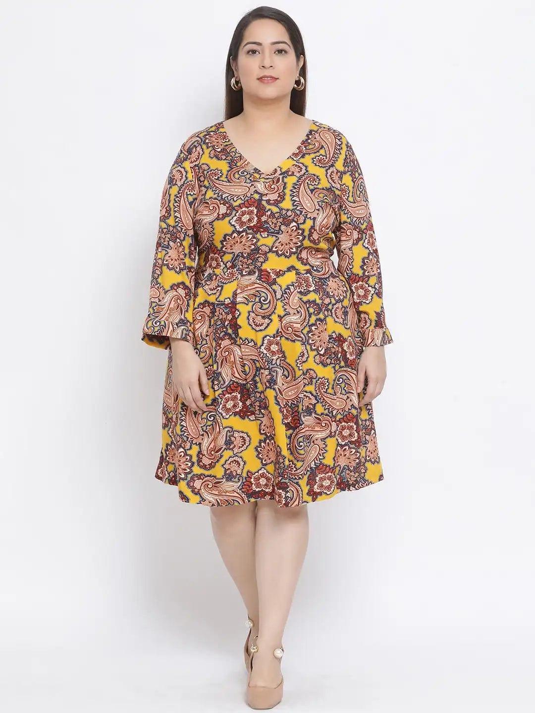 Floral Future Plus Size Curvy Women Dress For Spring Wear - oxolloxo
