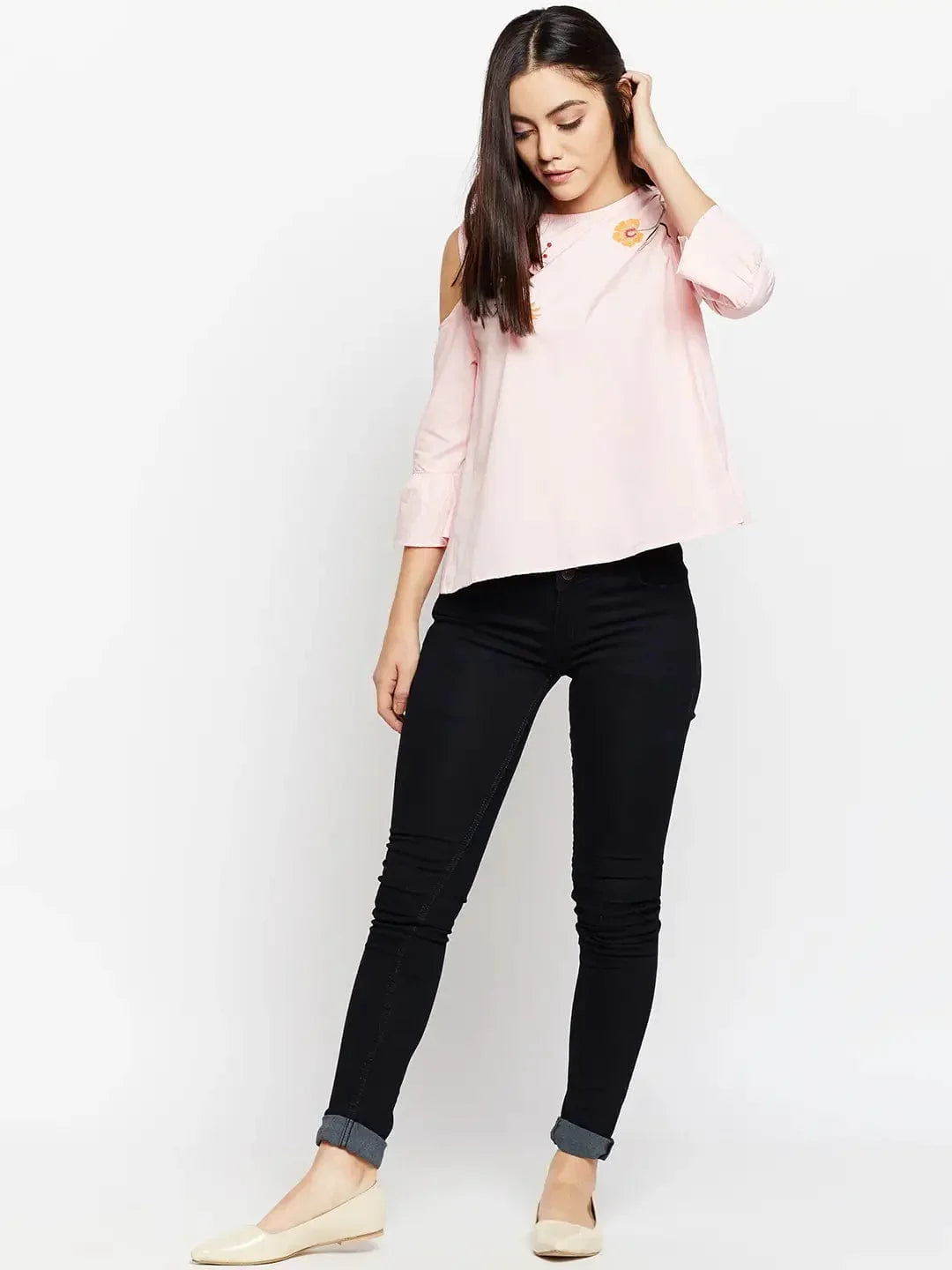 Feminine Pick Embroidered Top   oxolloxo