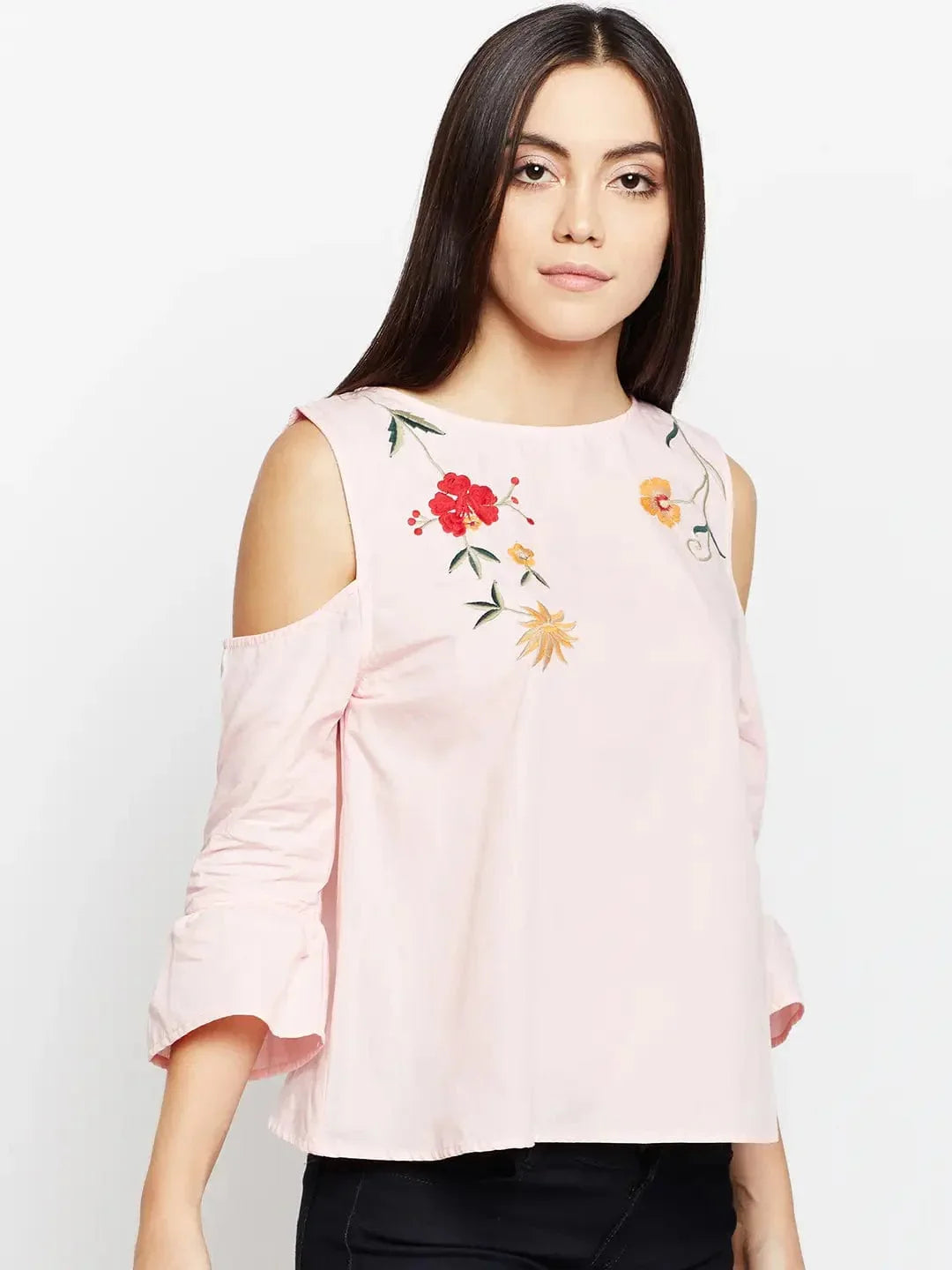 Feminine Pick Embroidered Top   oxolloxo