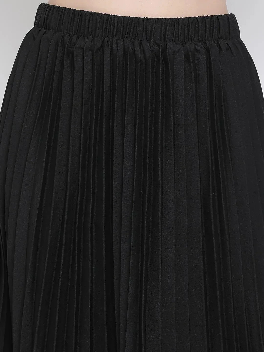 Black East Pleated Women Skirt For Elegant Evening Style - oxolloxo