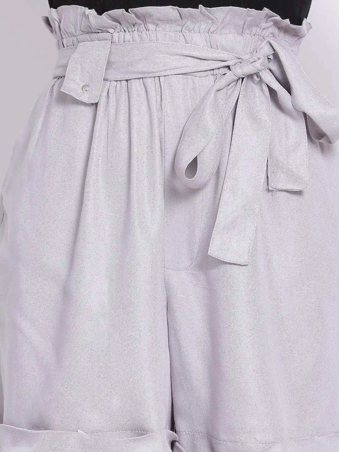 Smoke Grey Paperbag Women'S Shorts - oxolloxo