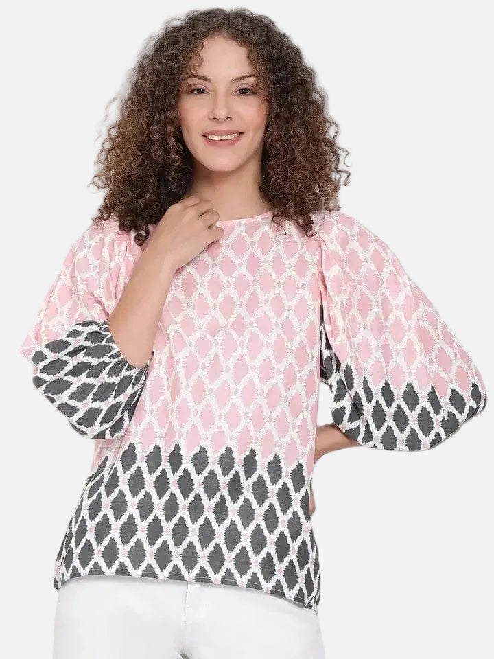 Peach Abstract Printed Top