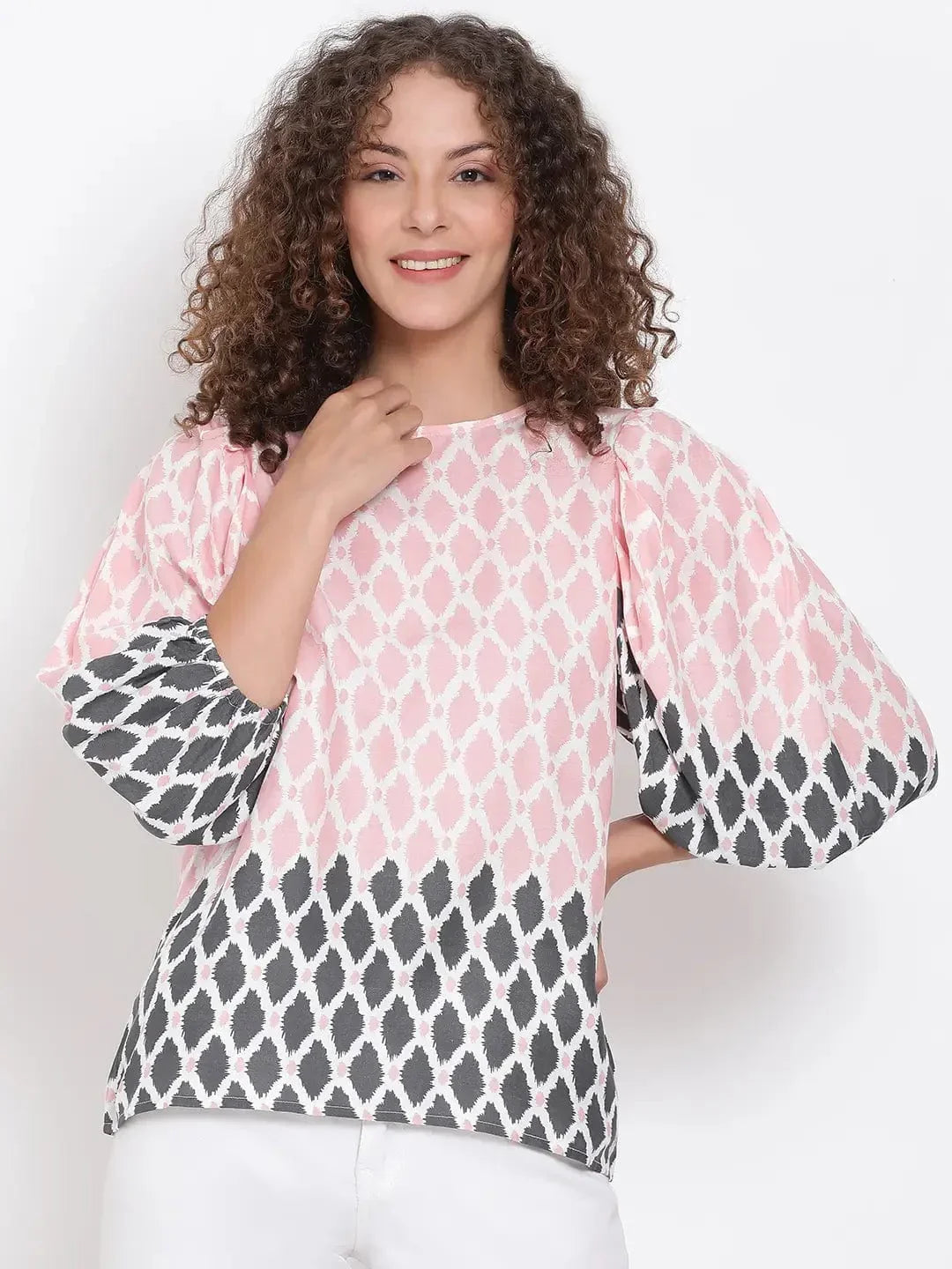 Peach Abstract Printed Top