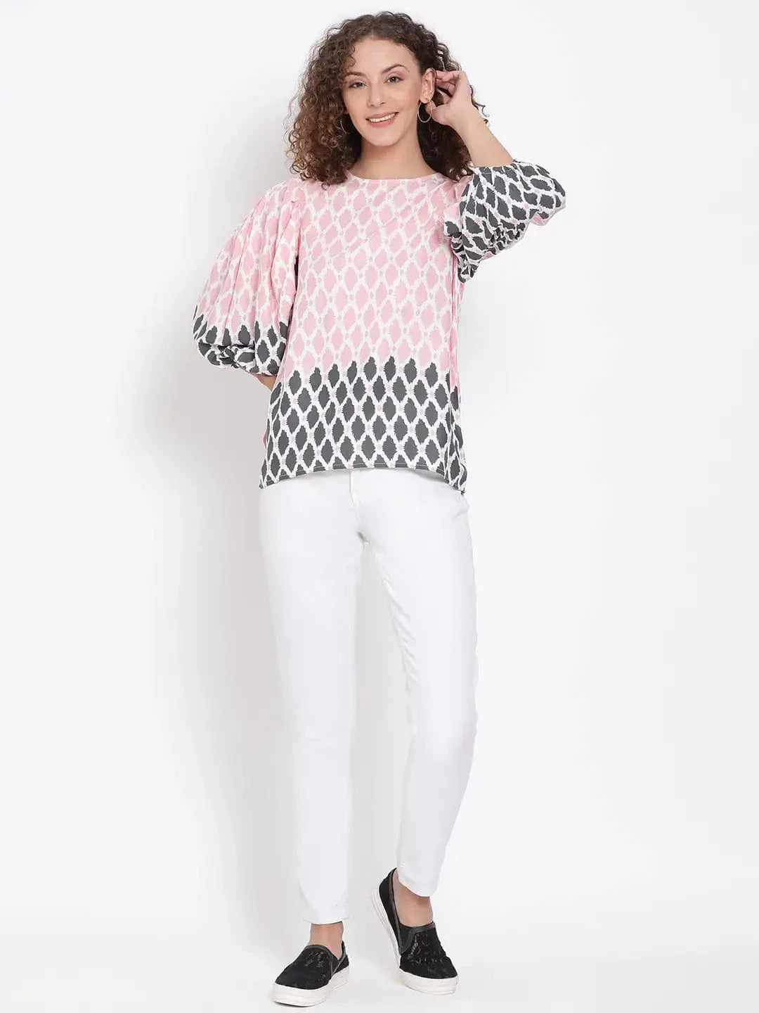 Peach Abstract Printed Top