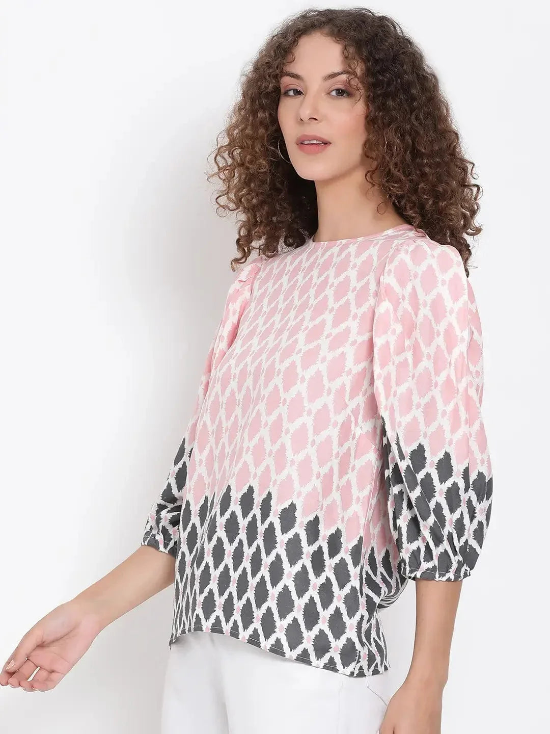 Peach Abstract Printed Top