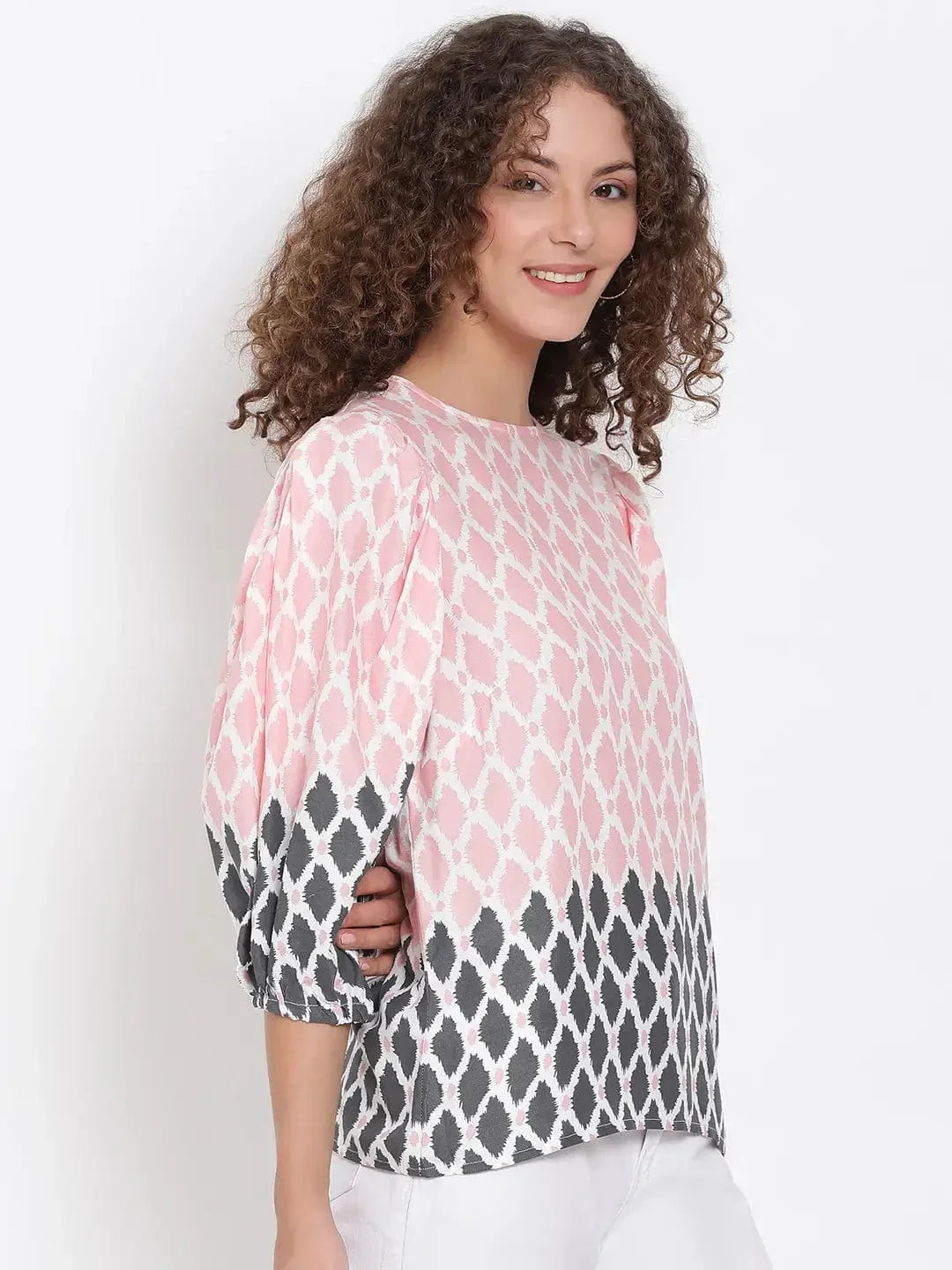 Peach Abstract Printed Top