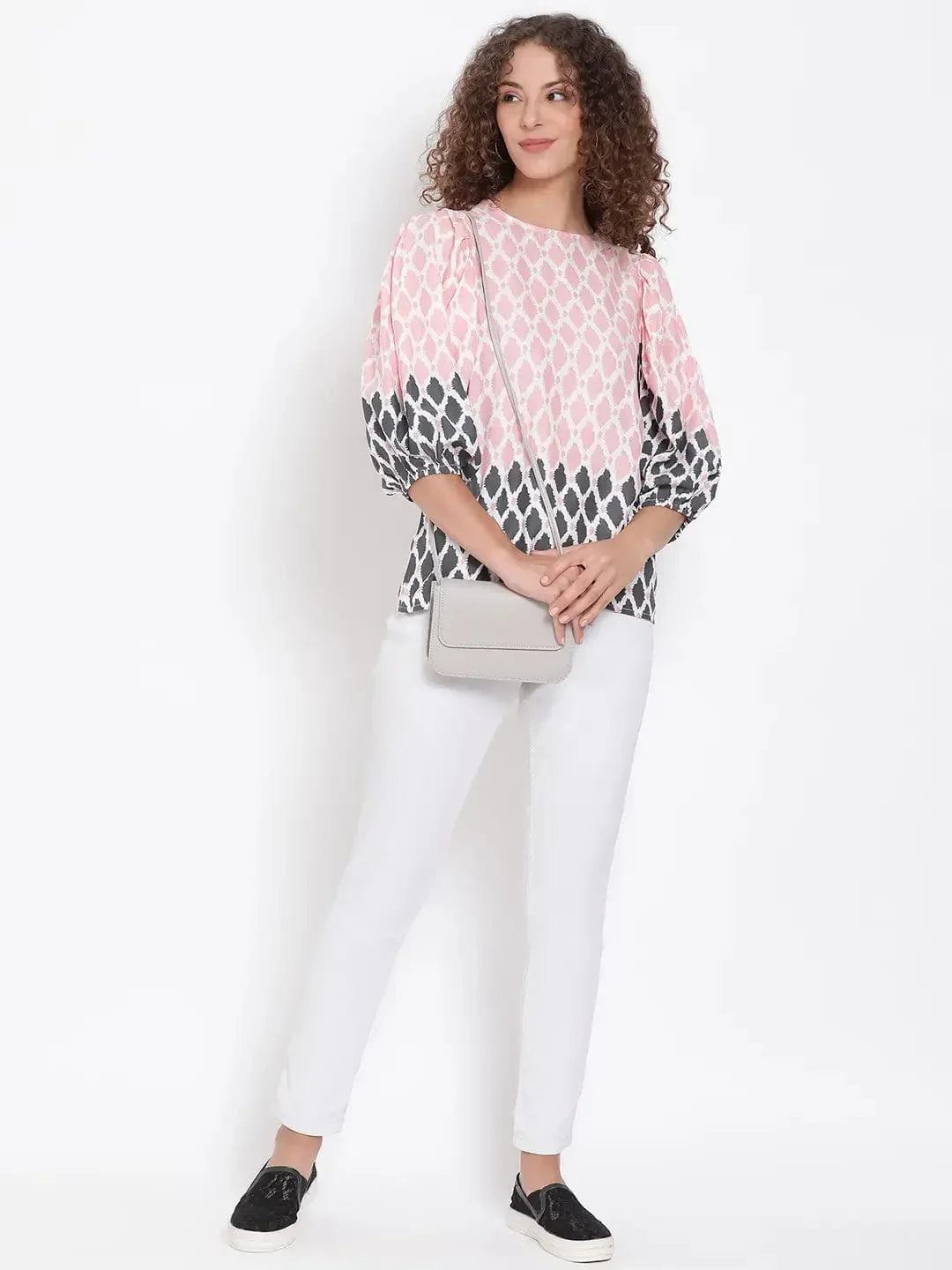Peach Abstract Printed Top