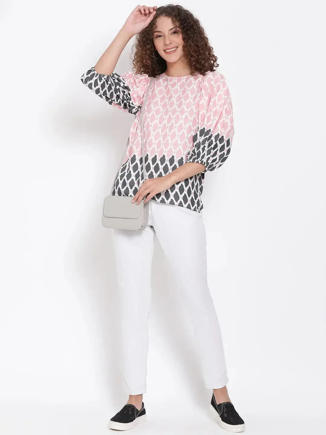 Peach Abstract Printed Top