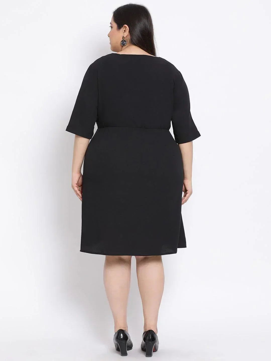 Stylish Edge : Black Curvy Dress & Yellow printed Reversible Bucket Hat Set - oxolloxo