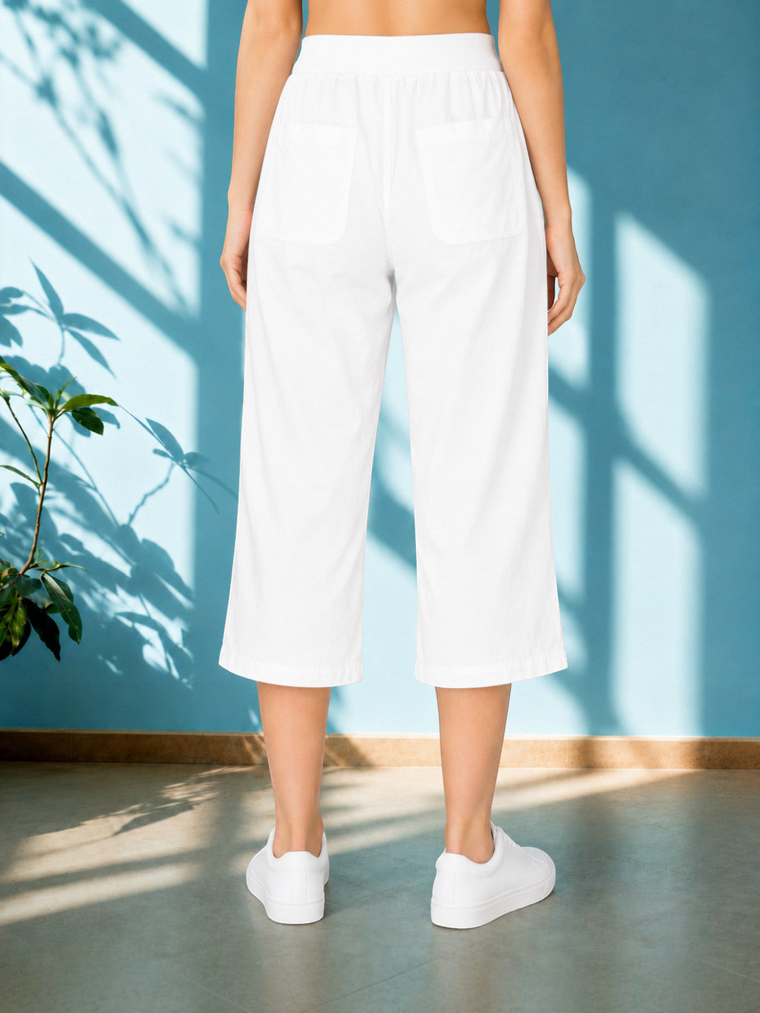 Women White Cotton Culottes Oxolloxo