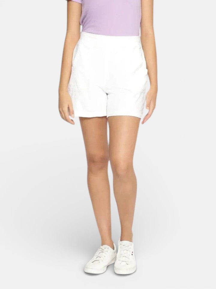 Women's White Cotton Shorts