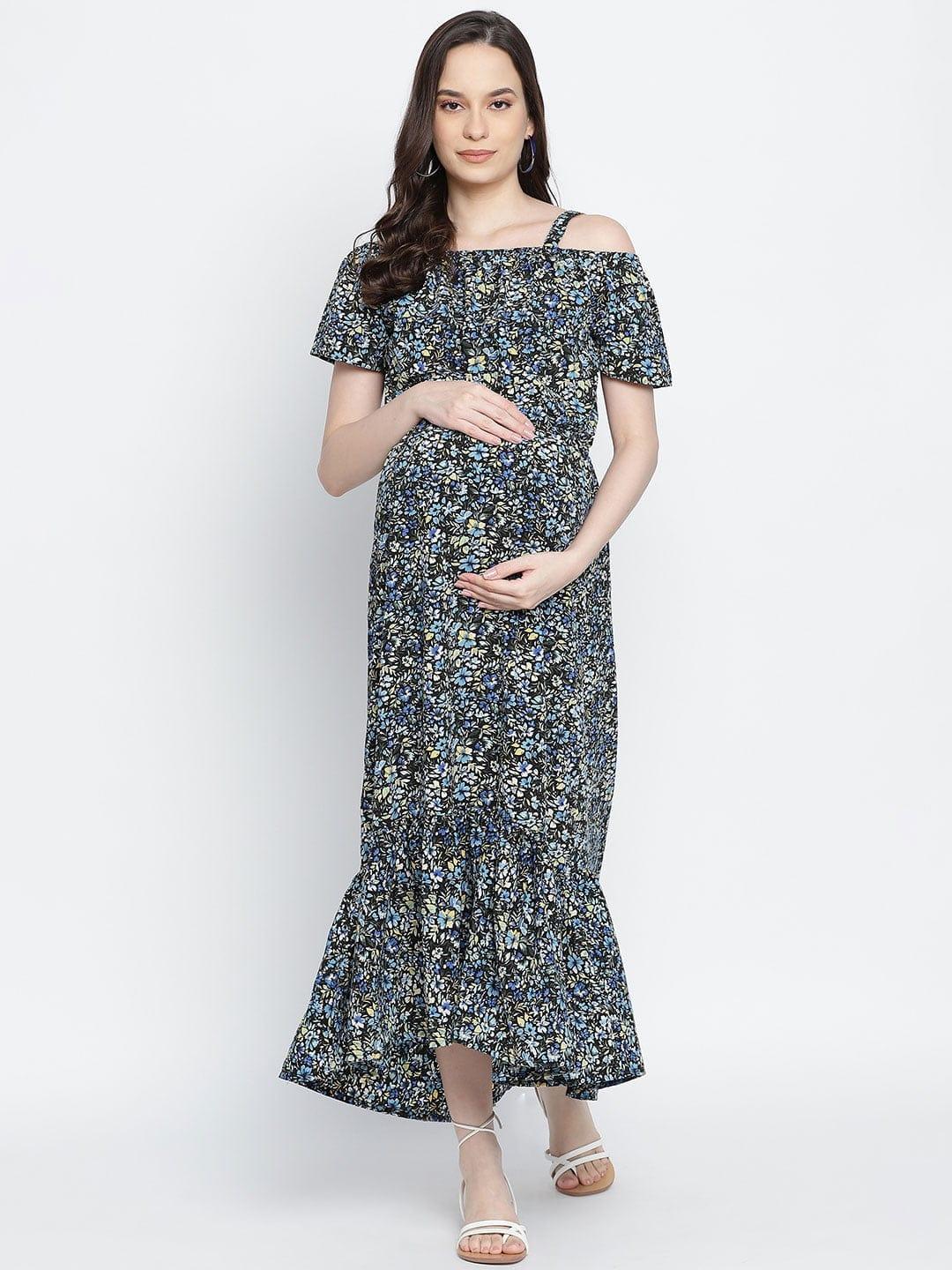 Endearing Sweet Posh Floral Printed Maternity Dress For Moms - oxolloxo