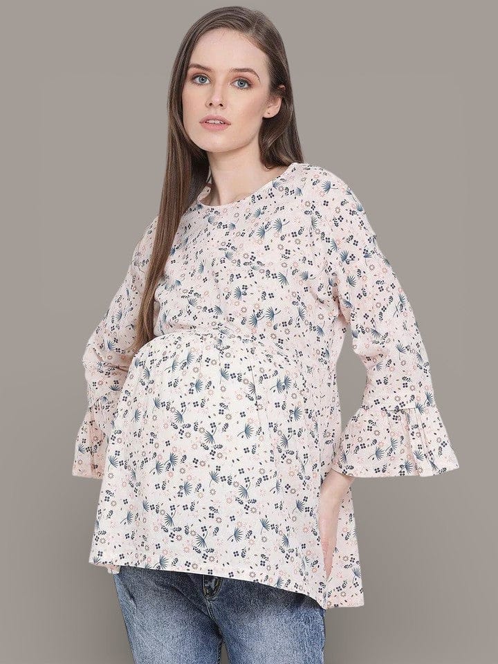 Floral Print Peach Maternity Top