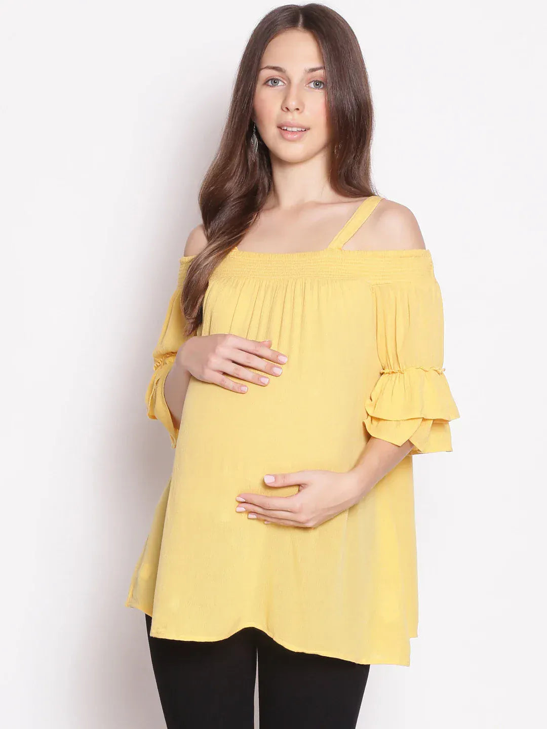 Women Yellow Maternity Top