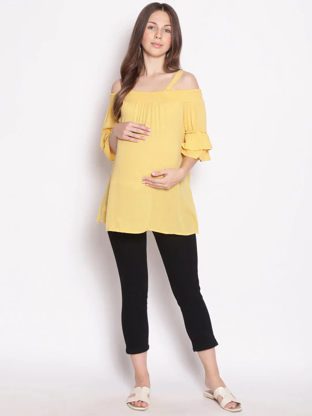 Women Yellow Maternity Top