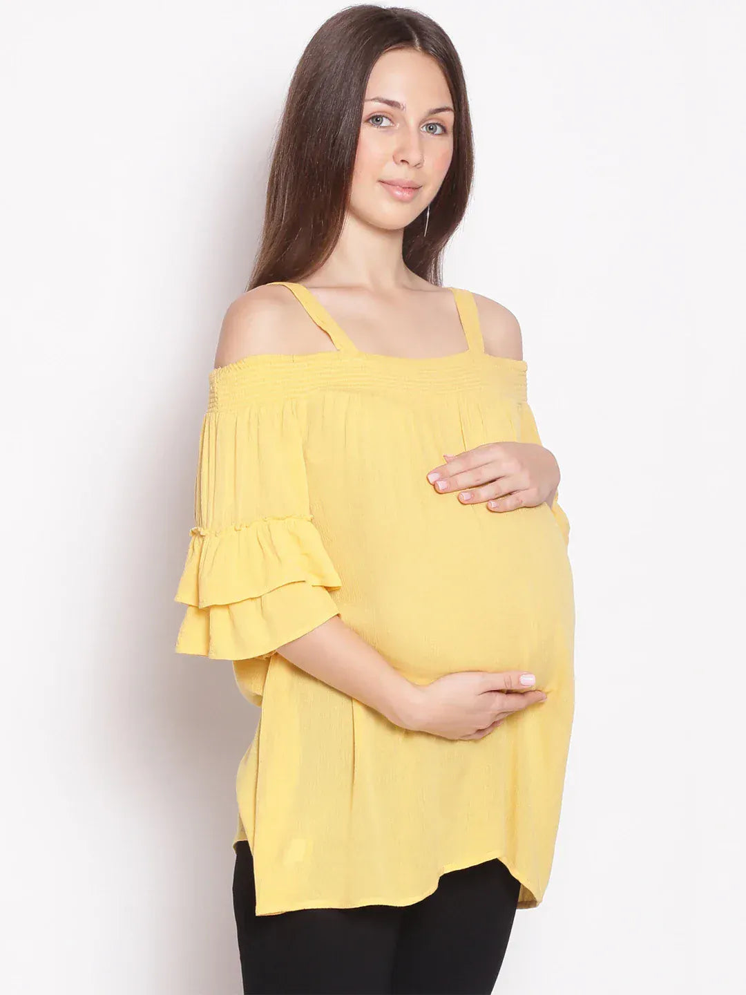 Women Yellow Maternity Top