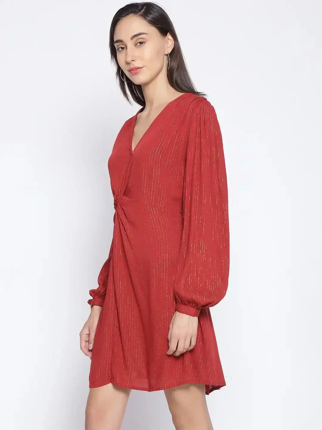 Women's Red Lurex Stripe Dress
