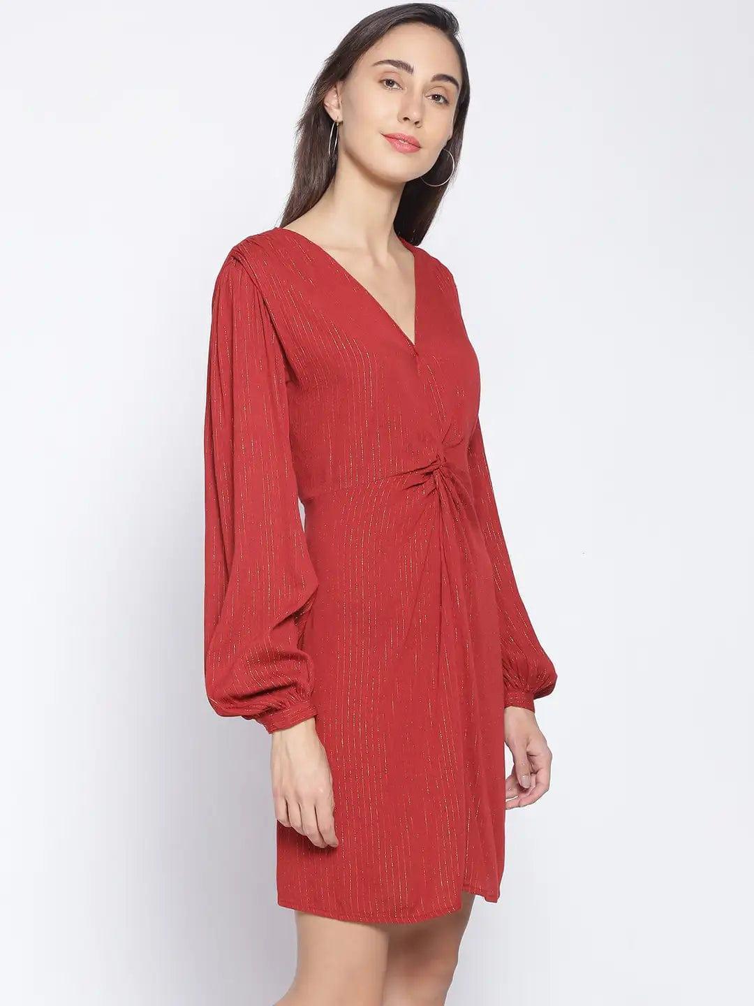 Women's Red Lurex Stripe Dress