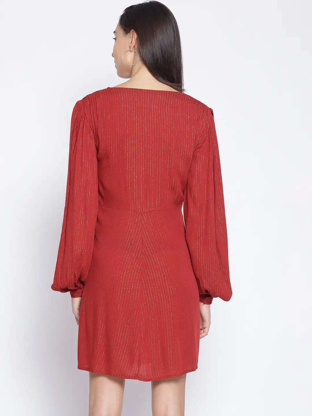 Women's Red Lurex Stripe Dress