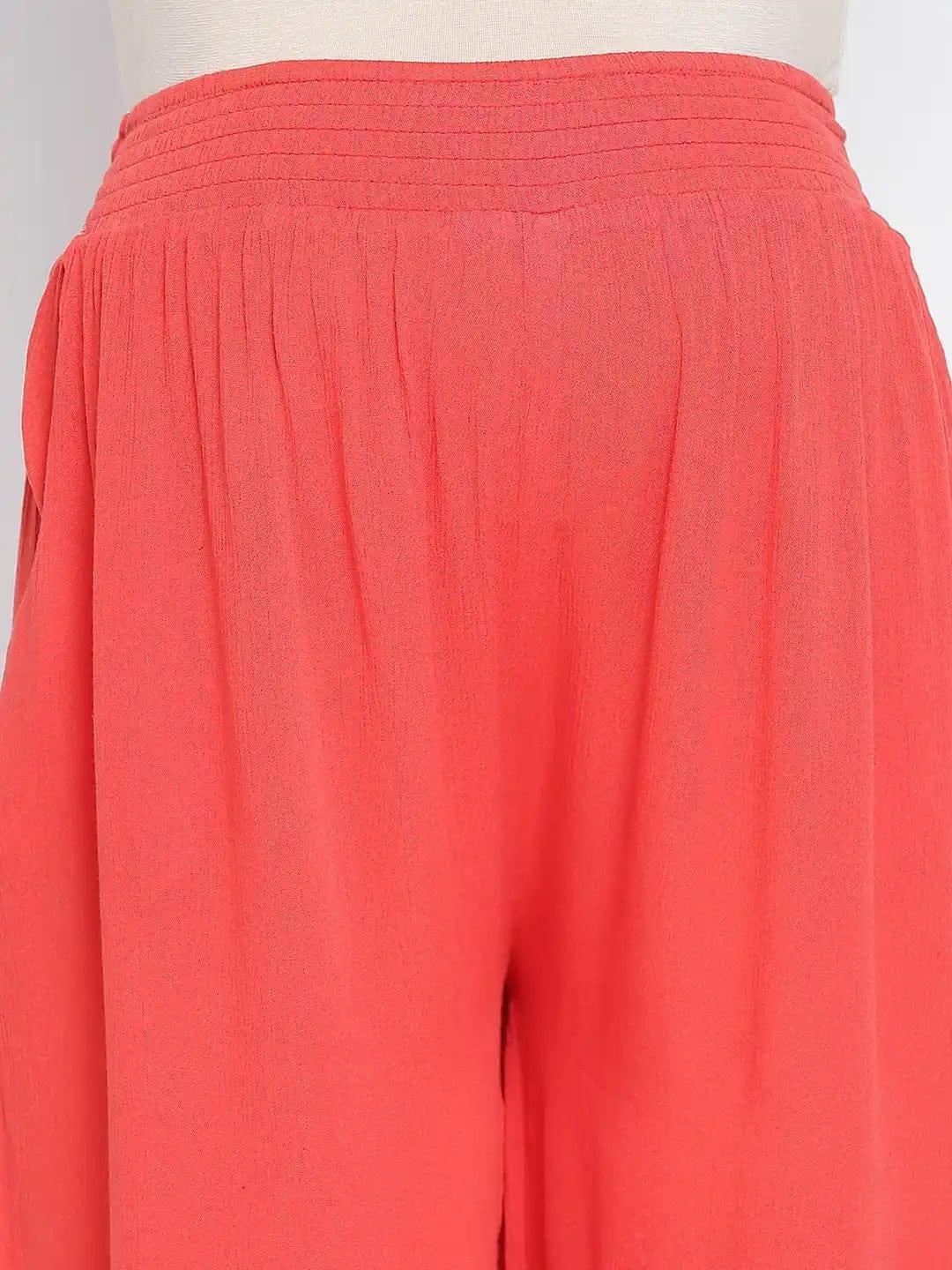 Ruby Red Flush Maternity Smocking Waist Pants For Expecting Moms - oxolloxo