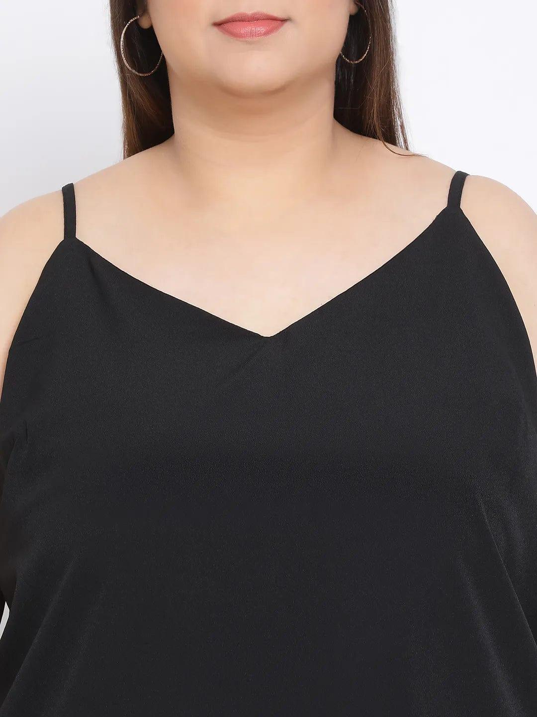 Black Basic Plus Size Spaghetti Top - oxolloxo
