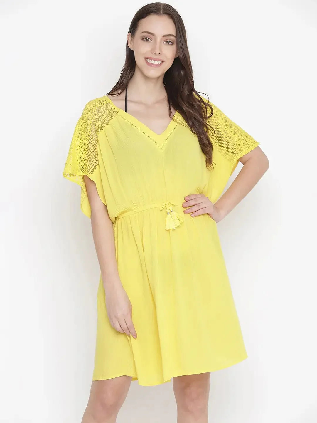 Sunny Hush Yellow Women Nightwear Dress - oxolloxo