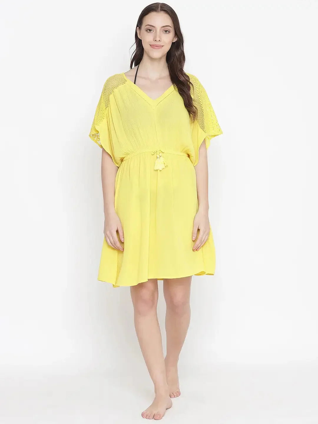 Sunny Hush Yellow Women Nightwear Dress   oxolloxo