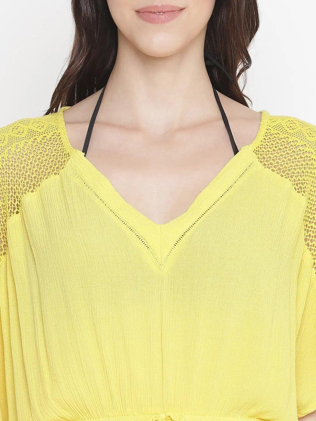 Sunny Hush Yellow Women Nightwear Dress   oxolloxo