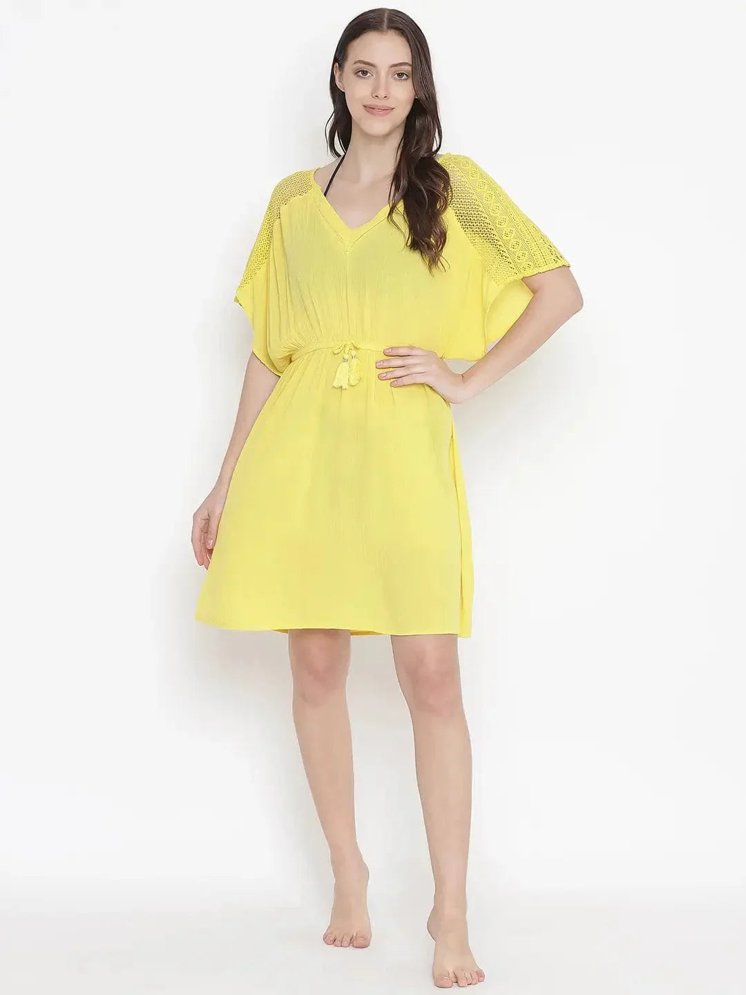 Sunny Hush Yellow Women Nightwear Dress   oxolloxo