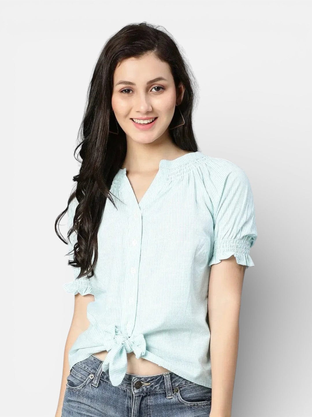 Women's Green Stripe Printed Top