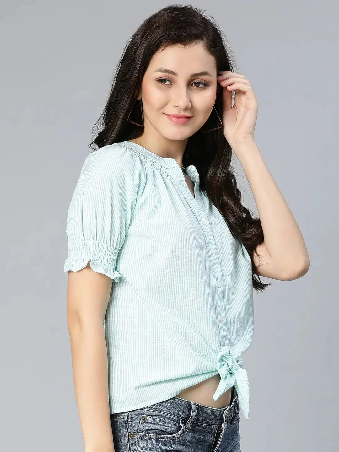 Women's Green Stripe Printed Top