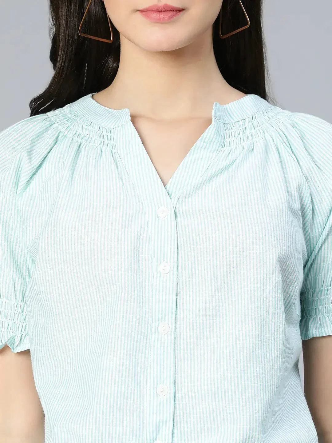 Women's Green Stripe Printed Top