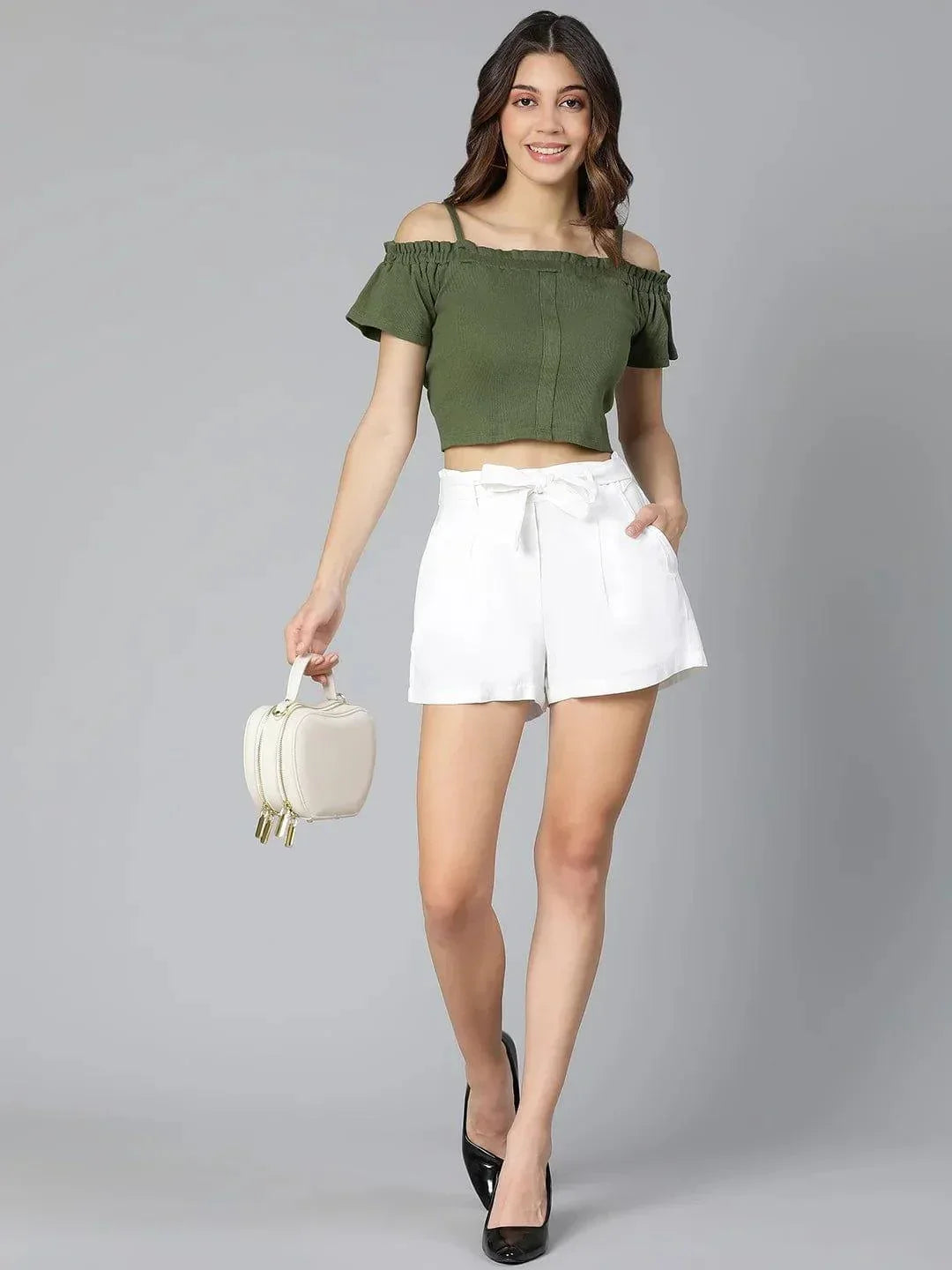 Stealed White Linen Blend Women Shorts For Hot Summer - oxolloxo