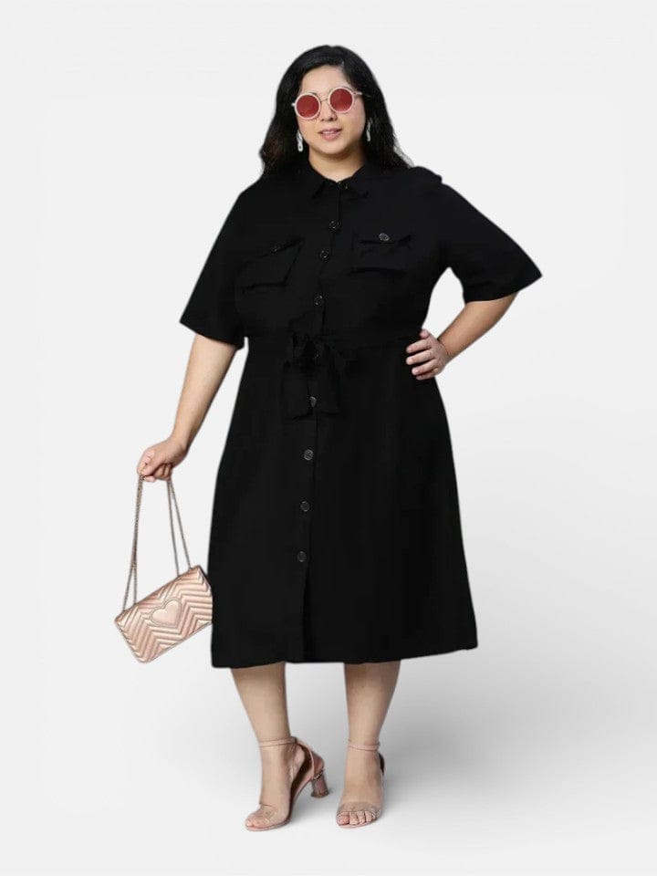 Plus Size Black Cotton Dress