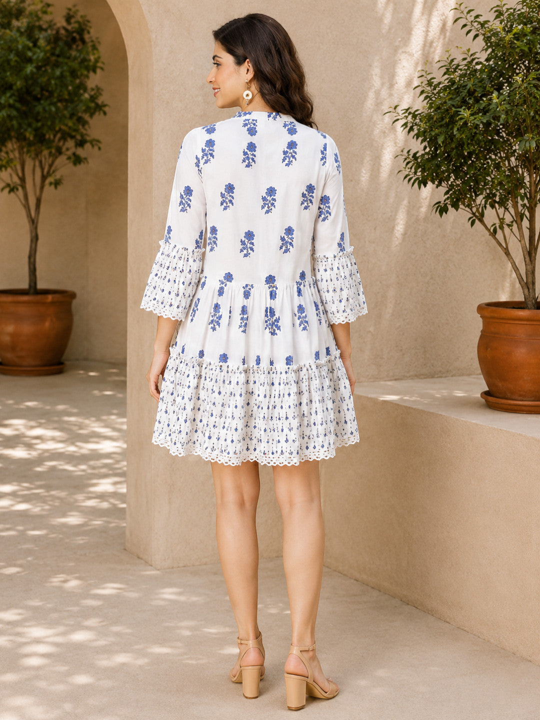 shrinzy pure white floral print women dress