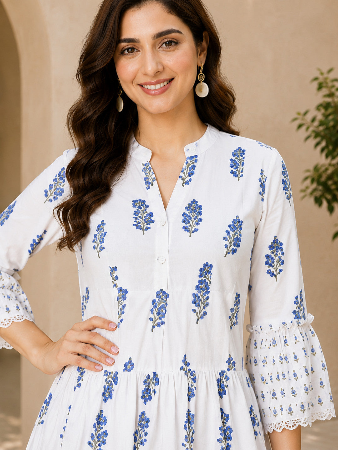 shrinzy pure white floral print women dress
