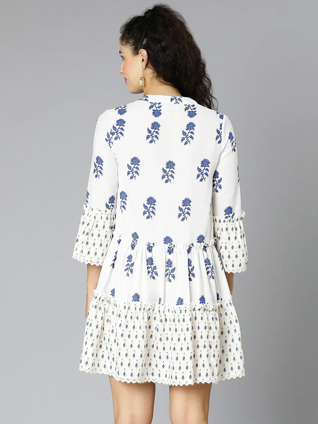 White Floral Print Dress