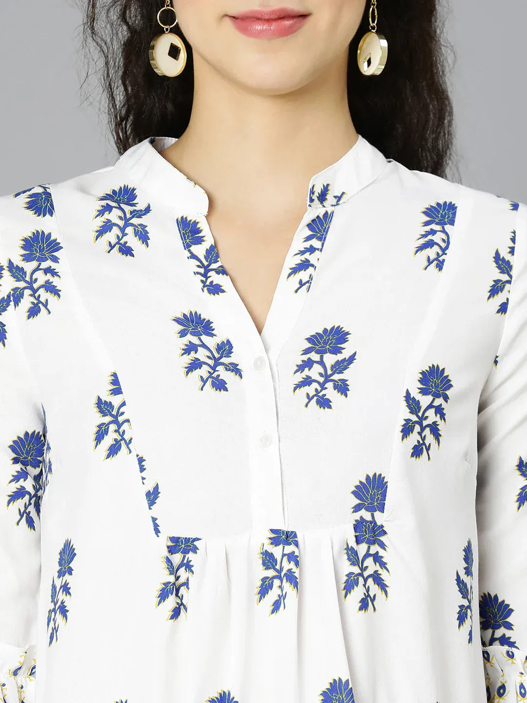 White Floral Print Dress