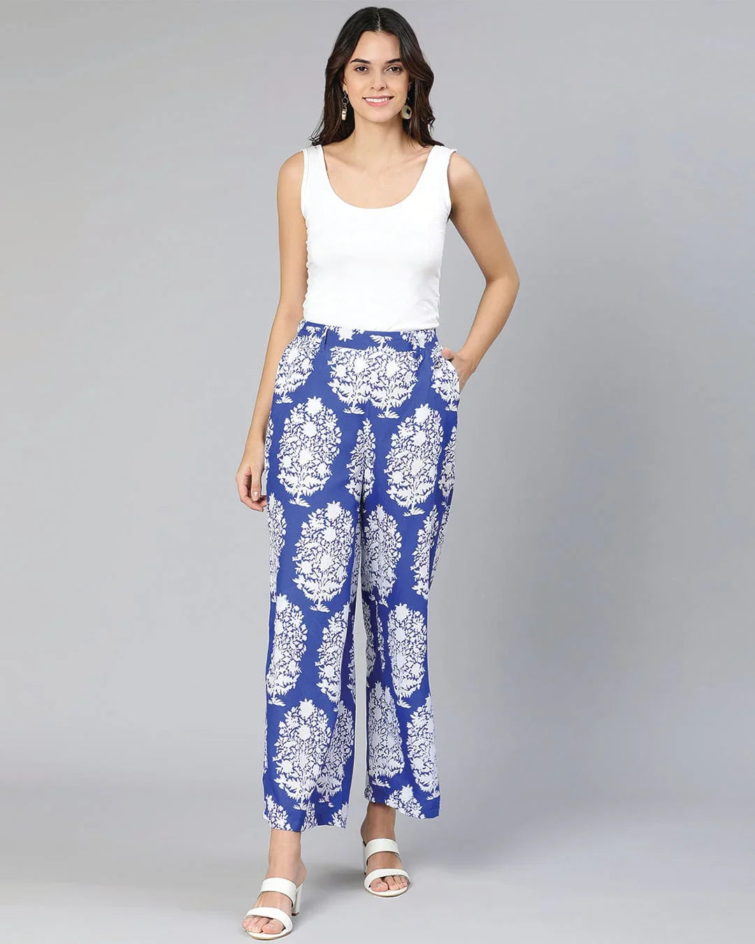 Women's Blue Tropicalm Print Pant