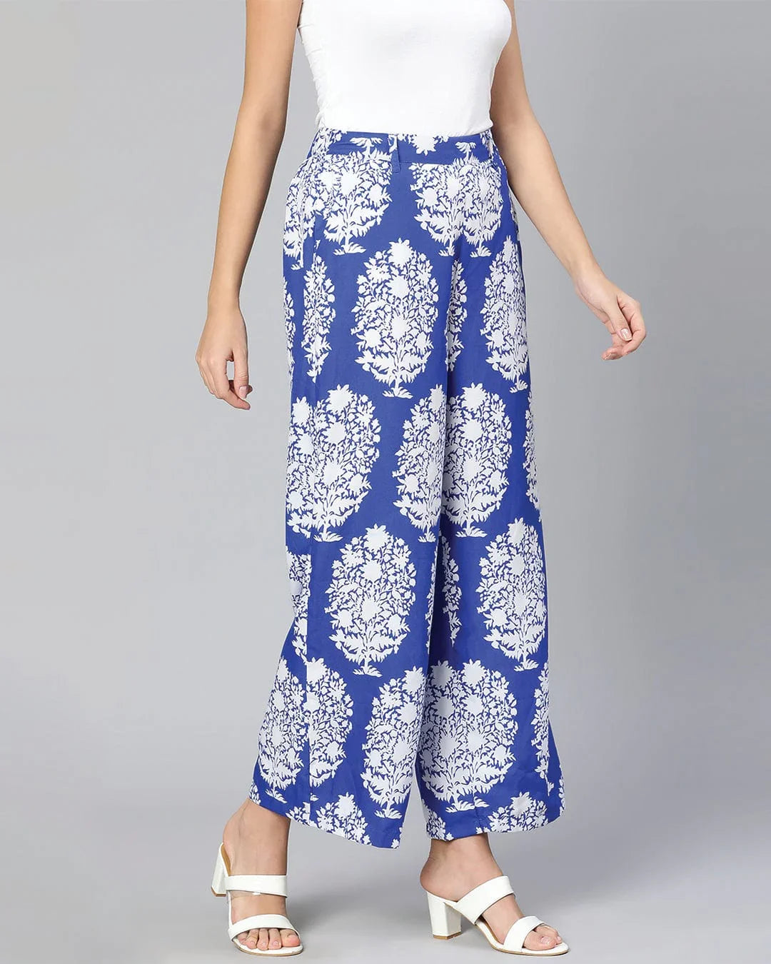 Women's Blue Tropicalm Print Pant