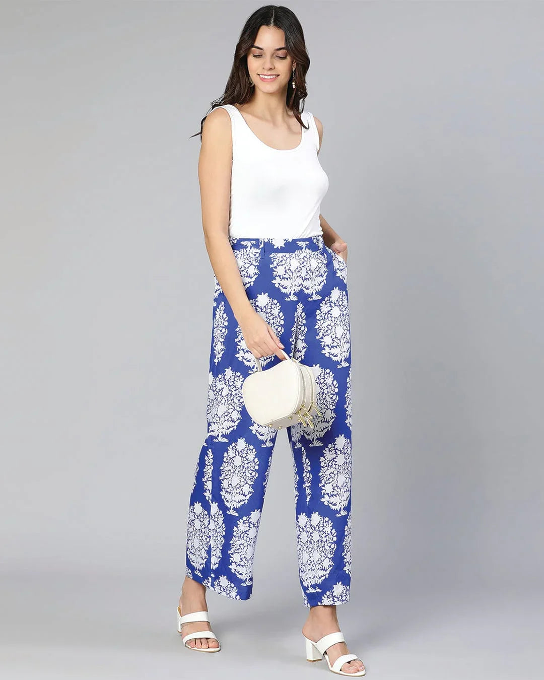 Women's Blue Tropicalm Print Pant