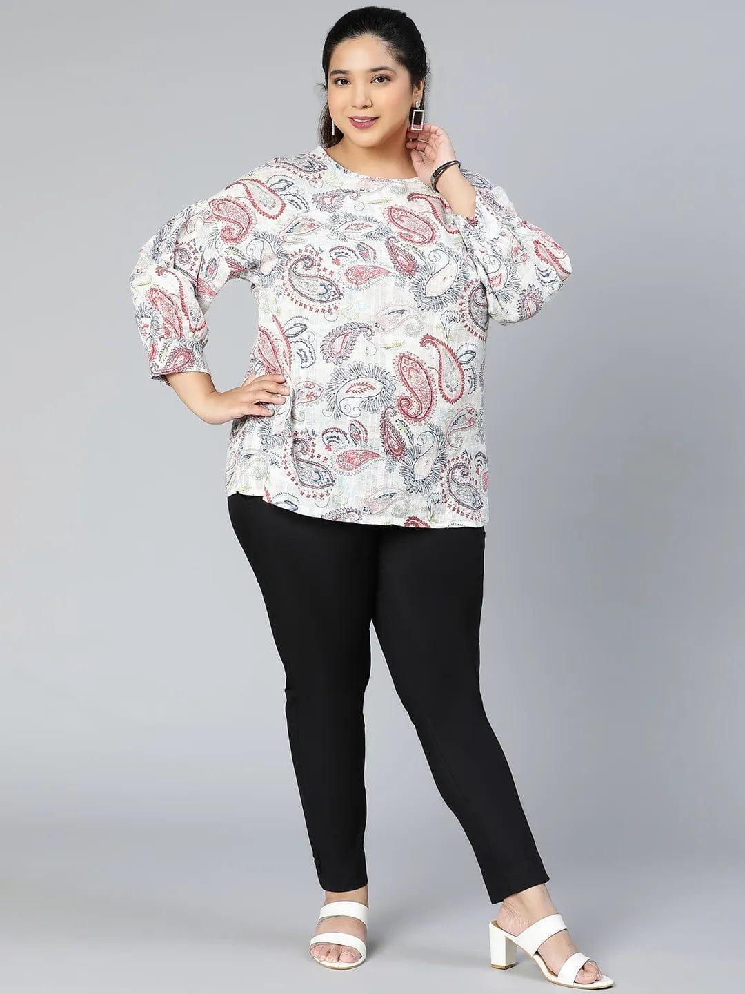 Multihued Printed Plus Size Casual Top - oxolloxo
