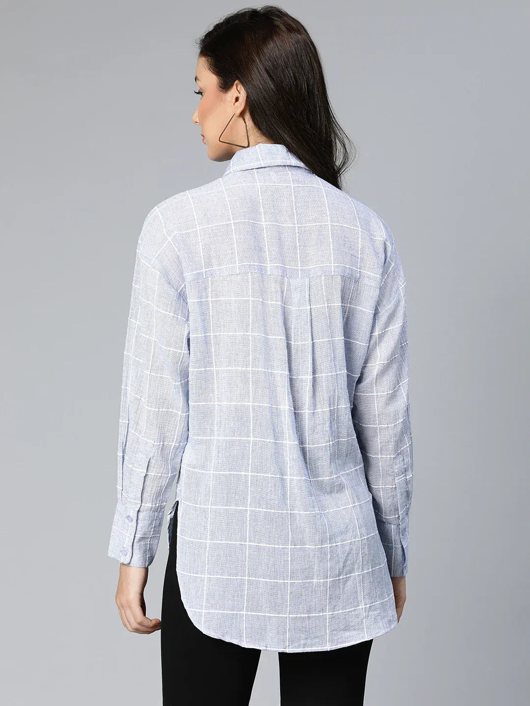 Blue Check Printed Cotton Shirt