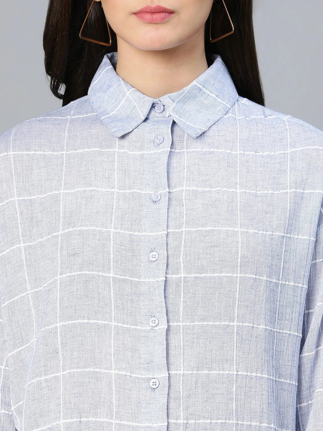 Blue Check Printed Cotton Shirt
