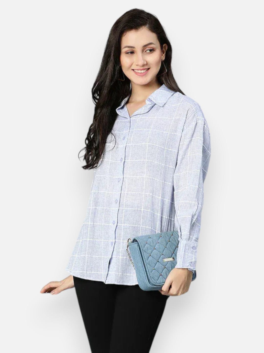 Blue Check Printed Cotton Shirt