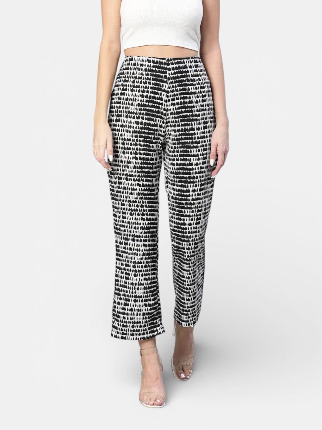 Women's Black Abstract Print Pant