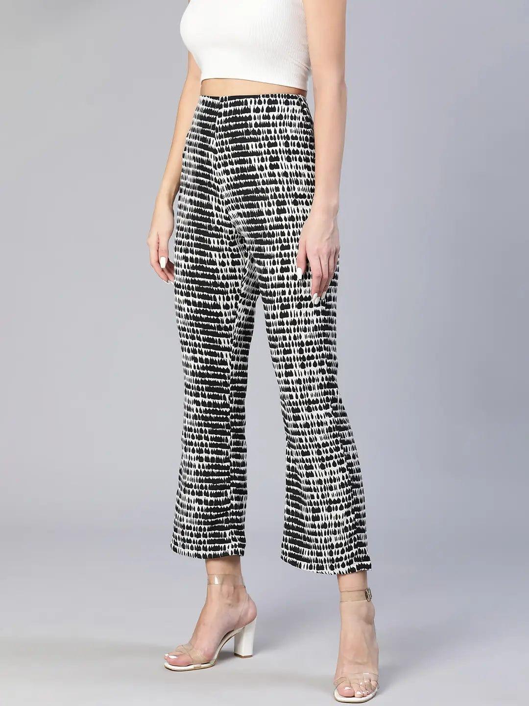 Women's Black Abstract Print Pant
