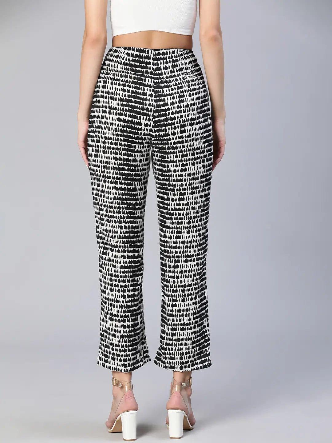 Women's Black Abstract Print Pant