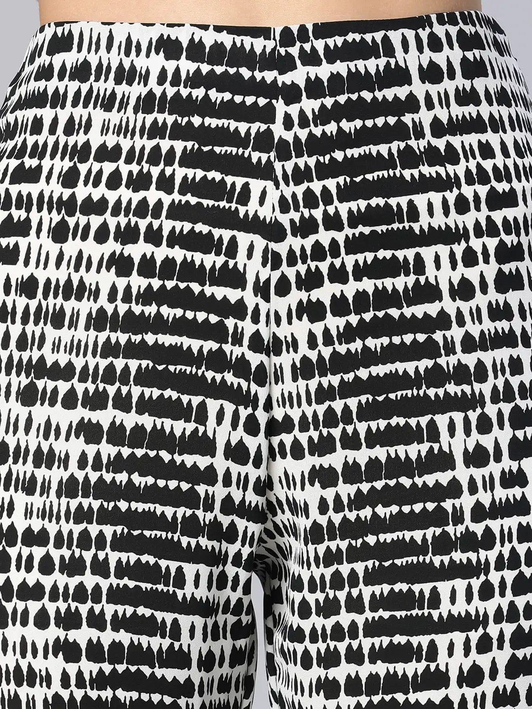 Women's Black Abstract Print Pant