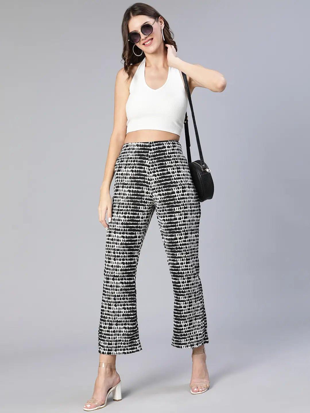 Women's Black Abstract Print Pant
